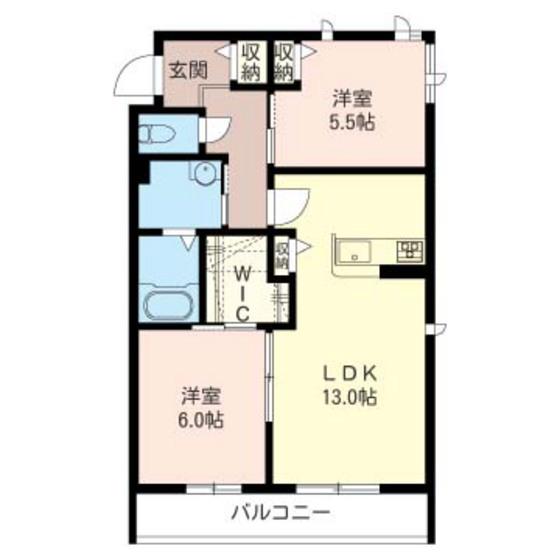 カトレアコートA棟(2LDK/1階)の間取り写真