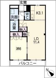 ディアコーポSUZUKI(1LDK/1階)の間取り写真
