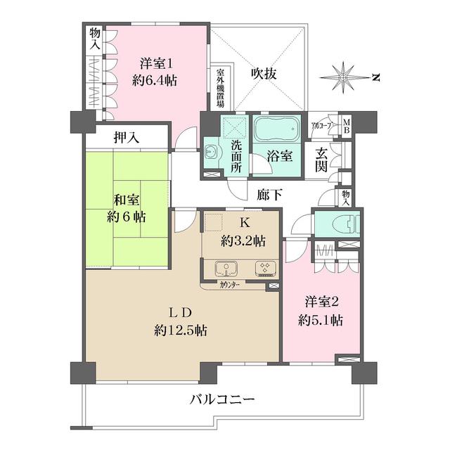 ステイツ千里古江台(3LDK/4階)の間取り写真