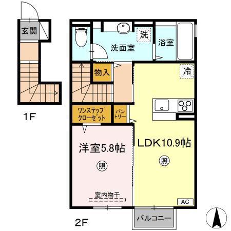 桜台ヒルズ(1LDK/2階)の間取り写真