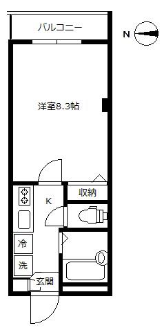 グランディオーゾ(1K/3階)の間取り写真