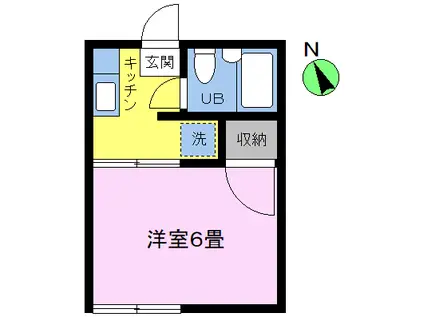 シティハイムアルファ(1K/1階)の間取り写真