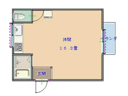 コーポ長嶺(ワンルーム/2階)の間取り写真