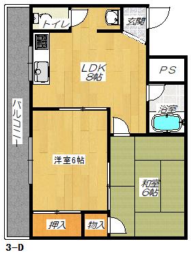メゾン深野(2DK/3階)の間取り写真