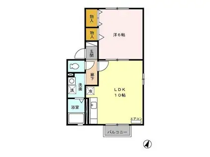 セジュールノア(1LDK/2階)の間取り写真