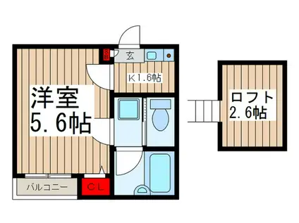 セナンハイツI(1K/2階)の間取り写真