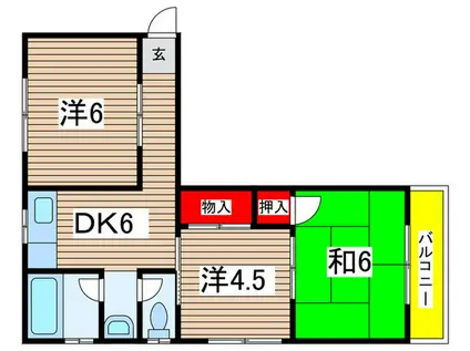 山田マンション(3DK/2階)の間取り写真