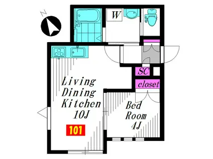 CLIVIA(1LDK/1階)の間取り写真