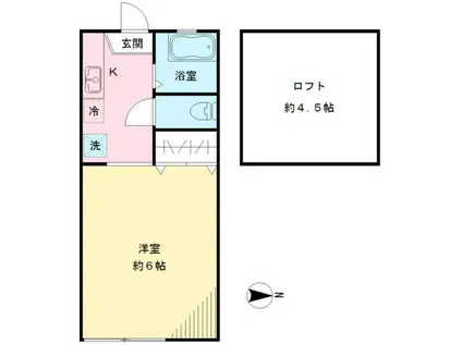 フロムココII(ワンルーム/1階)の間取り写真