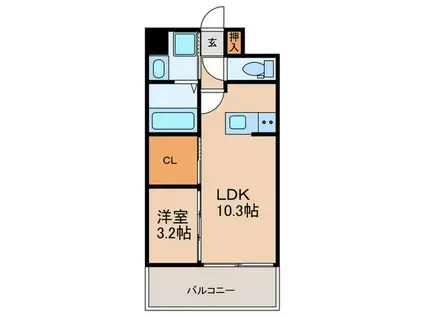 RESIDENCE南福岡(1LDK/7階)の間取り写真