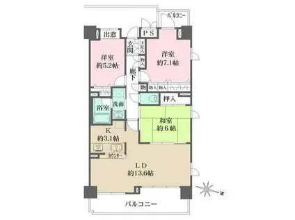 駒込パークハウス(3LDK/3階)の間取り写真