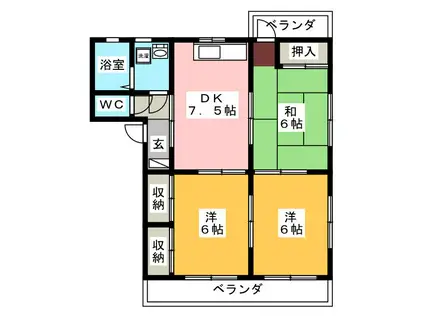 北岡マンション(3DK/2階)の間取り写真