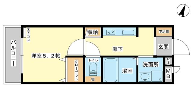 ハイツ中浜(1K/1階)の間取り写真
