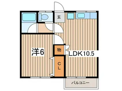 リバ-サイドハイツA(1LDK/2階)の間取り写真