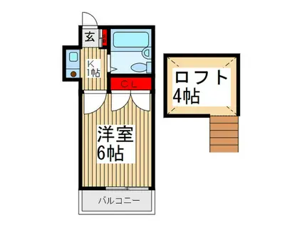 エレメンツ上福岡(1K/1階)の間取り写真