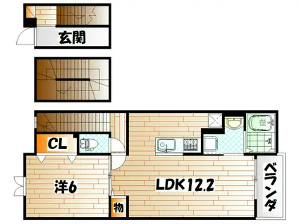 アメニティ下石田II(1LDK/3階)の間取り写真