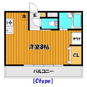 ロイヤルパレス清水台(1K/8階)の間取り写真