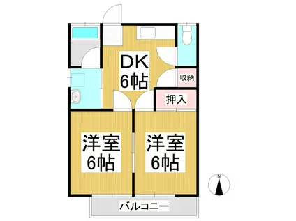 青波アパート C棟(2DK/2階)の間取り写真