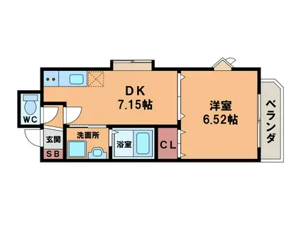 ビーバープレイス松崎(1DK/6階)の間取り写真
