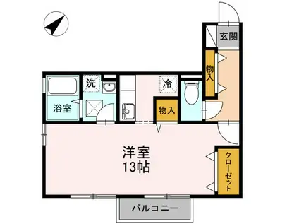 FIT HOUSE A棟(ワンルーム/2階)の間取り写真