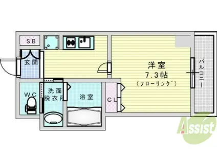 ファーストステージ江坂広芝町2(1K/9階)の間取り写真