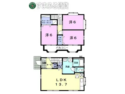 名鉄三河線 碧南駅 徒歩12分 2階建 築15年(3LDK/1階)の間取り写真