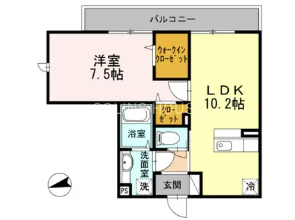 ディアコート高島平(1LDK/2階)の間取り写真