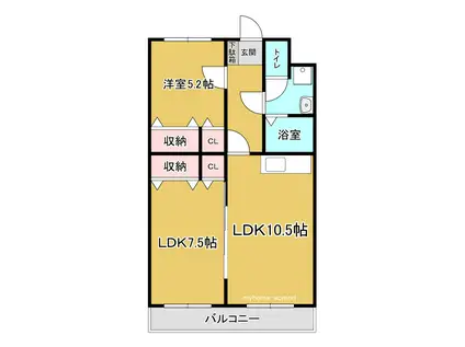 キャセロール青森I(2LDK/2階)の間取り写真