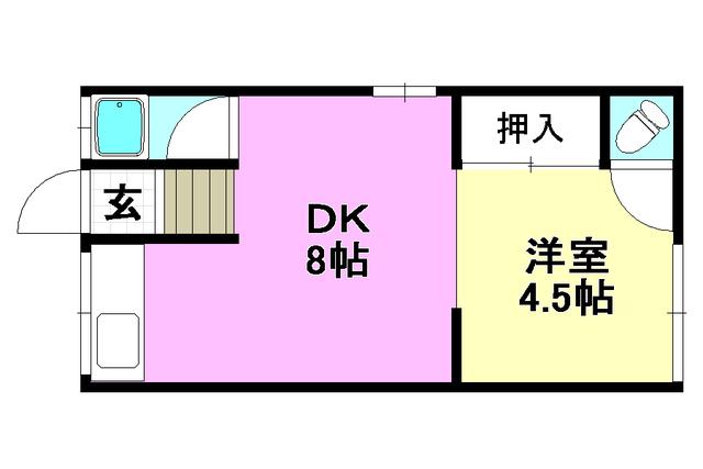 共栄ハイツ(1DK/2階)の間取り写真