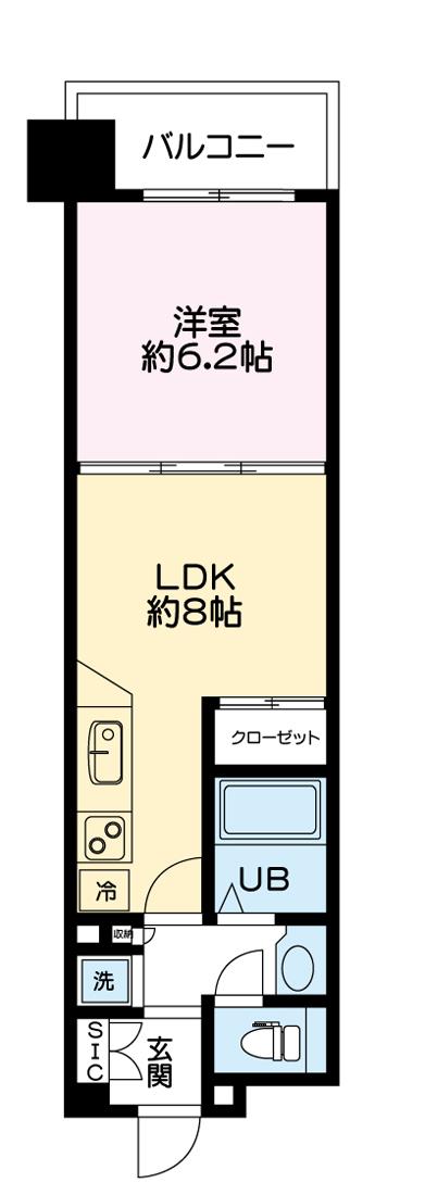コンソラーレ 同心(1LDK/6階)の間取り写真