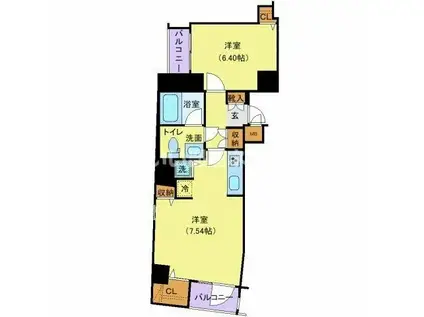 ル・リオン牛込柳町(2K/3階)の間取り写真