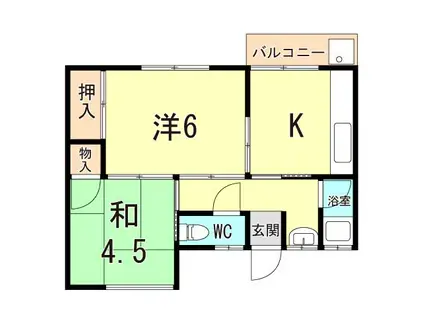 藤ハイツ(2K/2階)の間取り写真