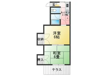 サンライズ山本(2K/1階)の間取り写真