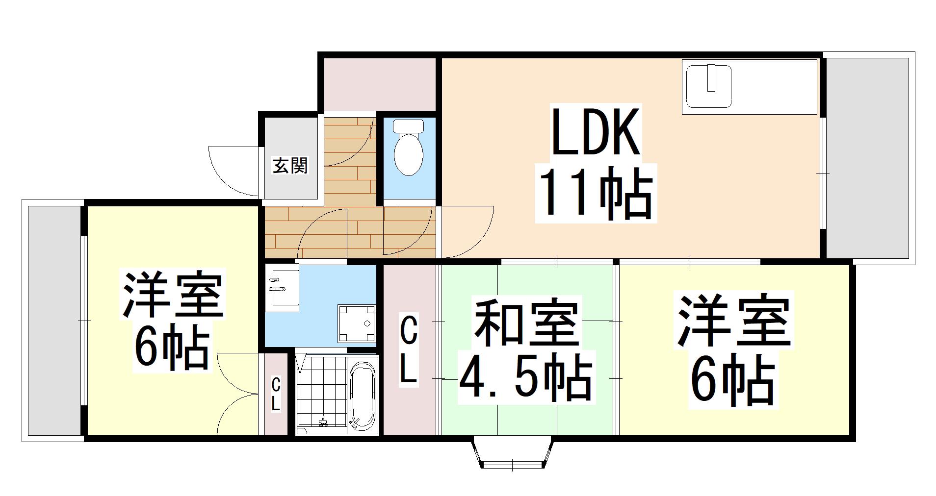 スクエアメゾン並河(3LDK/4階)の間取り写真