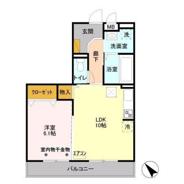 ロアジス(1LDK/1階)の間取り写真