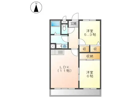 ヴェルデュール敷島II(2LDK/4階)の間取り写真