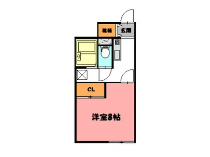 ディアベルジュ2(1K/1階)の間取り写真