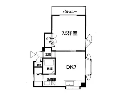 オーシャンテラス夏井ヶ浜(1DK/1階)の間取り写真