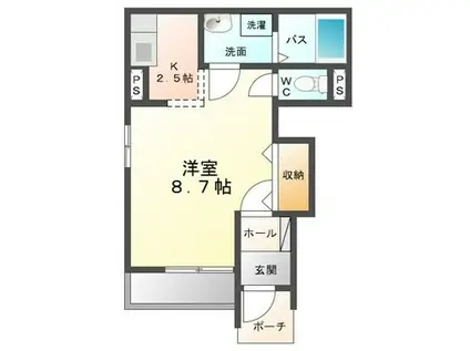 エルシオンII(1K/1階)の間取り写真