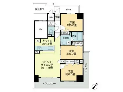 SOPHIA GARDEN博多(3LDK/9階)の間取り写真