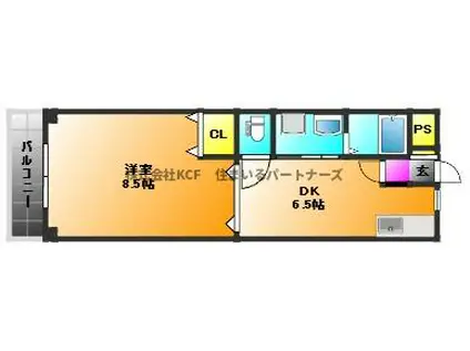 STハイランド(1DK/2階)の間取り写真