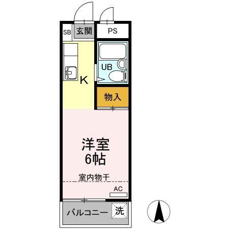 グリーンハイム桜塚(ワンルーム/4階)の間取り写真