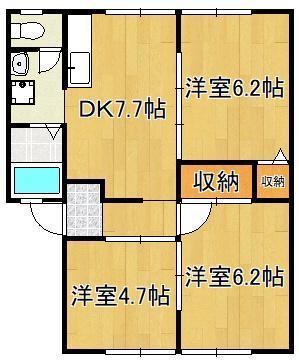 U-PALM C棟(3DK/2階)の間取り写真