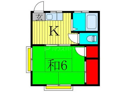 南八幡ハイツB(1K/2階)の間取り写真