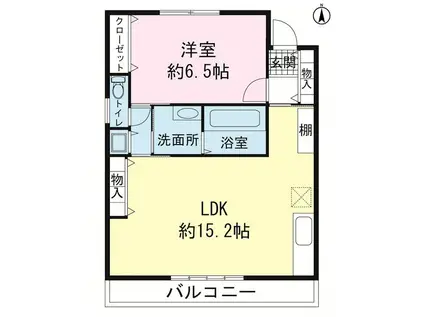 テルツァ上土狩(1LDK/1階)の間取り写真