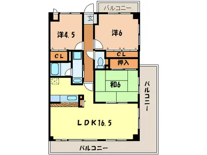 オークヒルズ山口(3LDK/1階)の間取り写真