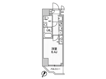 オルタナ横濱阪東橋(1K/2階)の間取り写真