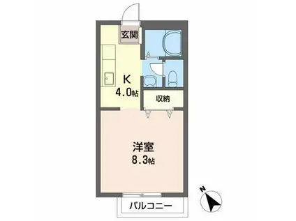 ヴィクトワール花岡I棟(1K/2階)の間取り写真