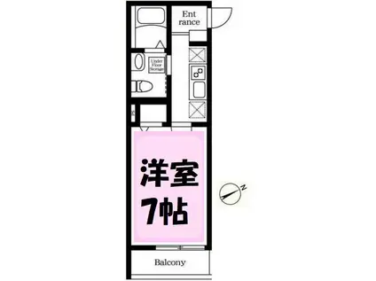 ウィングガーデン一ノ割(1K/2階)の間取り写真