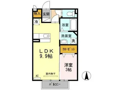 ファインコートII(1LDK/1階)の間取り写真
